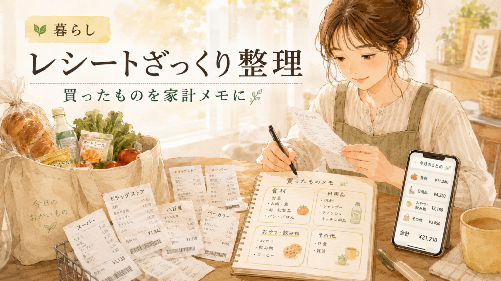 レシートをざっくり分類して家計メモにするイメージ